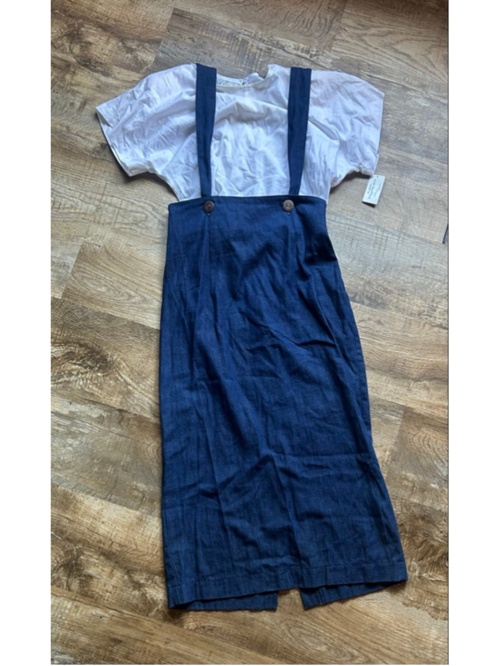 Vintage Ashlee California Denim Pinafore Jumper Skirt Set Size 10